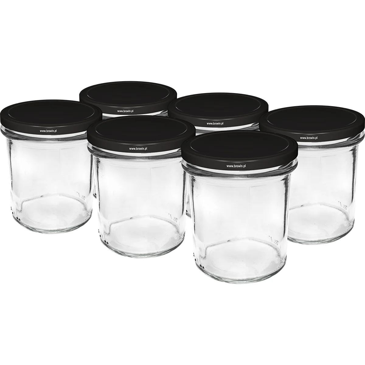 Ravni kozarec 350 ml s črnim pokrovčkom fi 82 - 6 kosov