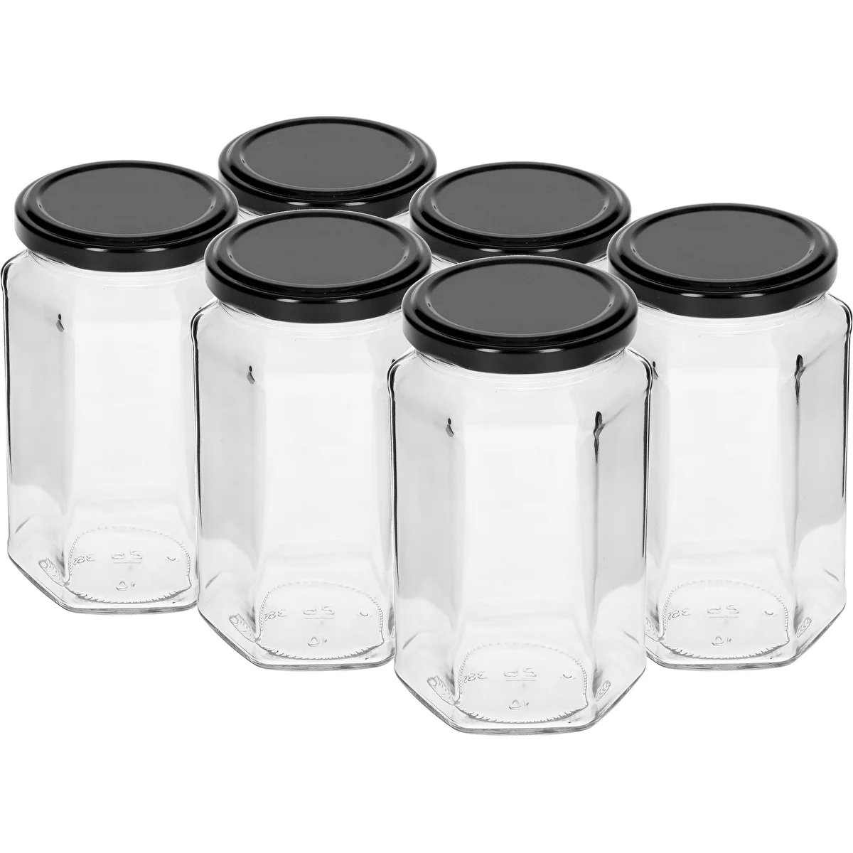 Kozarec twist-off 385 ml s črnim pokrovčkom fi 63, 6 kosov.