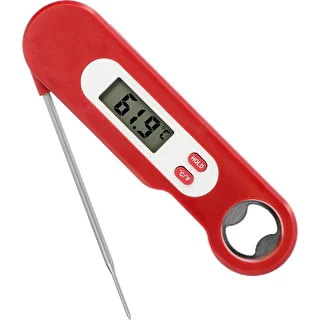 Elektronski kulinarični termometer z zložljivo sondo (-50/+300℃), rdeč