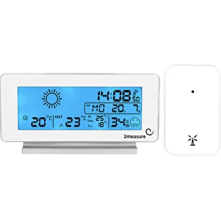 Vremenska postaja RCC, DCF – elektronska, brezžična, osvetljen senzor, bela