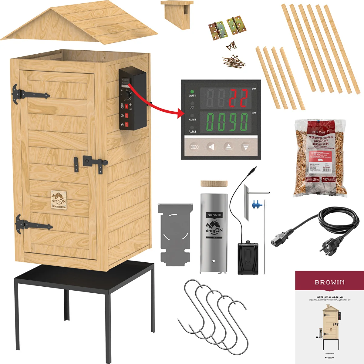 Prekajevalnica 200 L dragON Larch E21 - iz macesna, z električnim grelnim modulom in krmilnikom