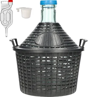 Osnovni vinski komplet: steklena damižana 5 L v plastični košari, z zamaškom in fermentacijsko cevko
