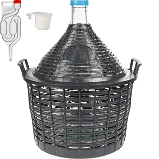 Osnovni vinski komplet: steklena damižana 20 L v plastičnem košu, z zamaškom in fermentacijsko cevko