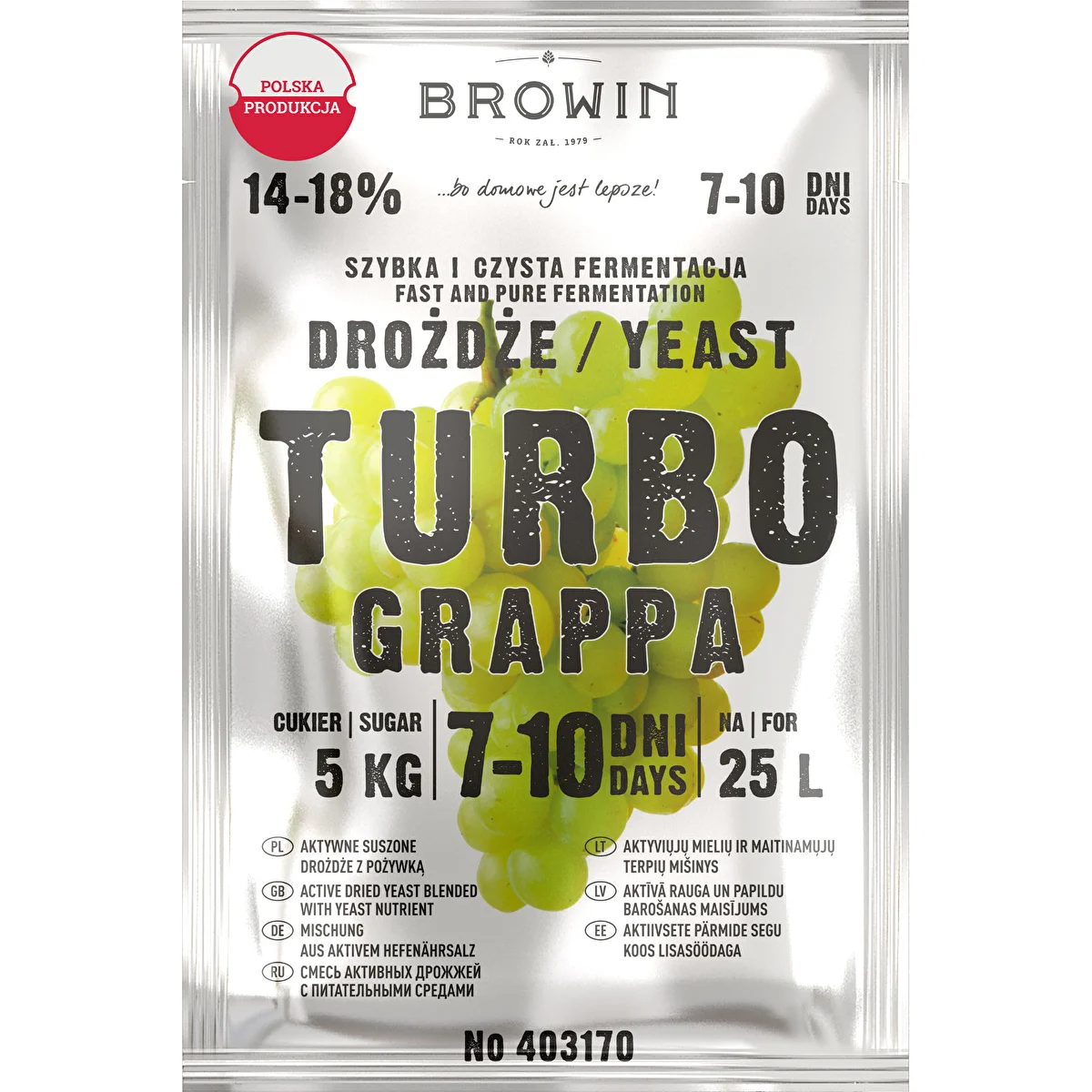 Destilacijske kvasovke Turbo Grappa 7-10 dni