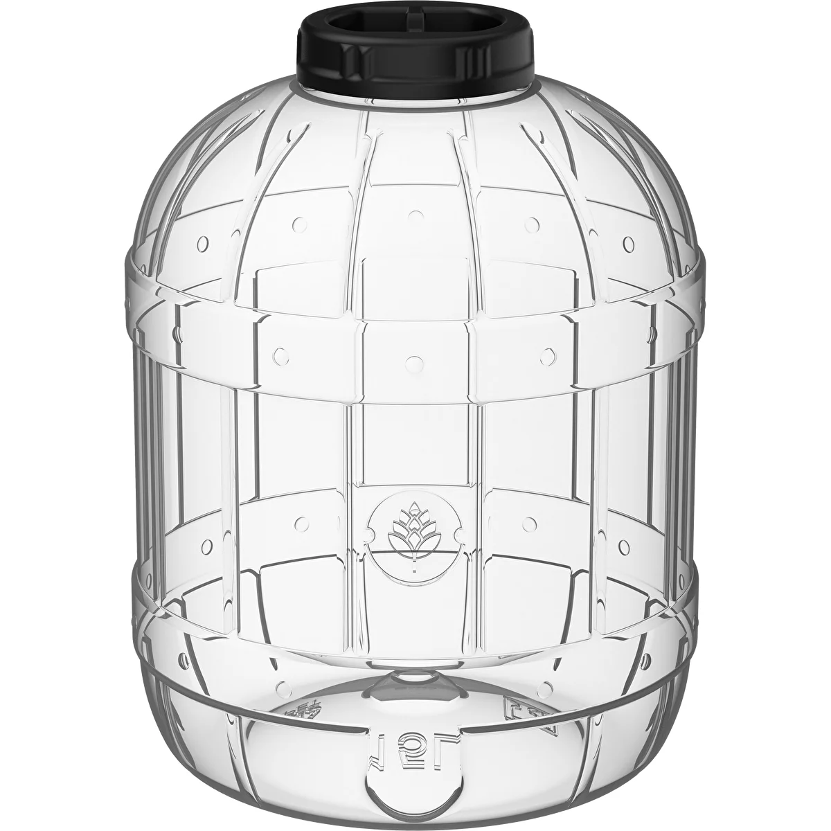Nerazbit, večnamenski kozarec s črnim navojnim pokrovčkom,  15L