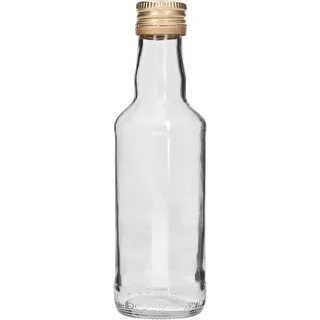Monopolna steklenica 200 ml, z zlatim navojnim zamaškom fi 28, 1 kos.