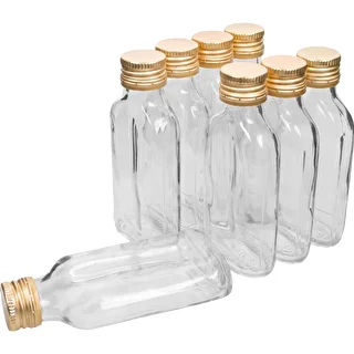 Ploska steklenica za likerje 100 ml + pokrovček, 8 kos