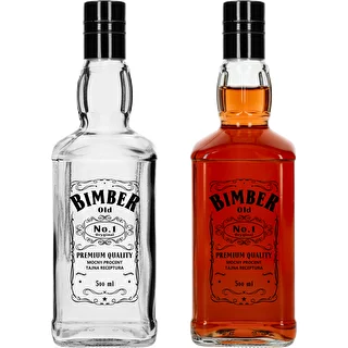 Steklenica Daniels 500 ml z navojnim pokrovčkom, s potiskom »Bimber OLD«, 1 kos.