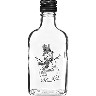 Steklenica prisrčnica 200 ml z navojnim pokrovčkom, motiv »Snežak«, 1 kos.