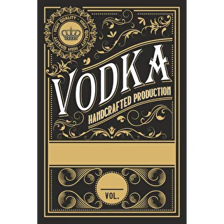 Samolepilne etikete 60x90 mm za steklenice, vodko, črne, 20 kosov.