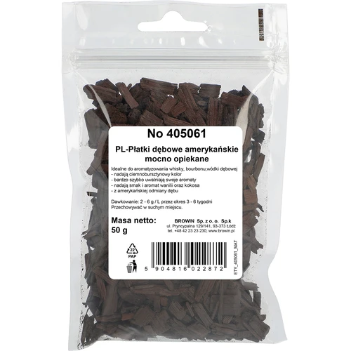 Ameriški hrastovi sekanci, močno tostirani, 50 g - 2