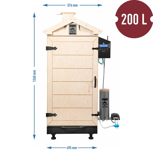 Brezokvirna prekajevalnica dragON PLYWOOD NATURE s krmilnikom Wi-Fi, 200 L - 8