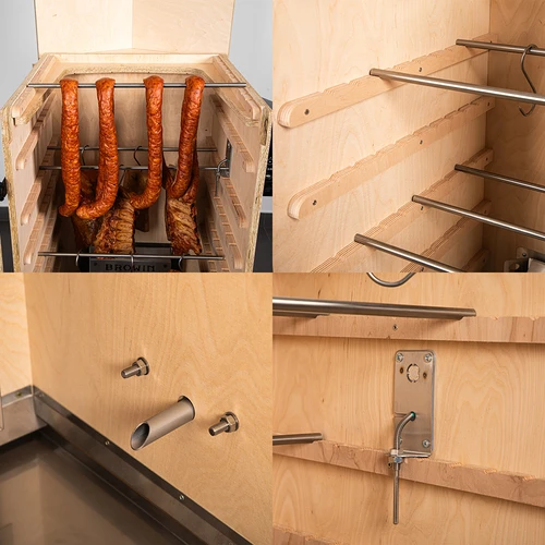 Brezokvirna prekajevalnica dragON PLYWOOD NATURE s krmilnikom Wi‑Fi, 200L - 5