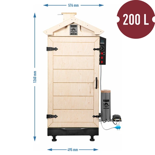 Brezokvirna prekajevalnica dragON PLYWOOD NATURE z digitalnim krmilnikom, 200L - 8