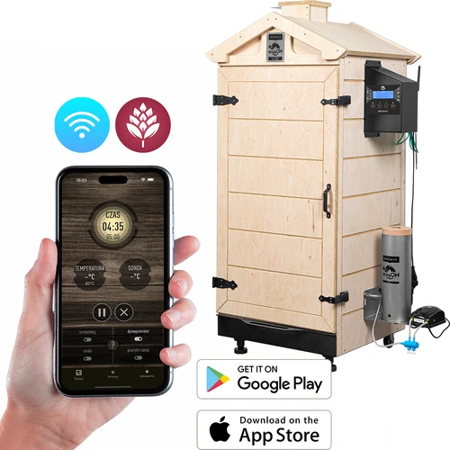 Brezokvirni prekajevalnik dragON PLYWOOD NATURE z Wi-Fi krmilnikom, 200 L