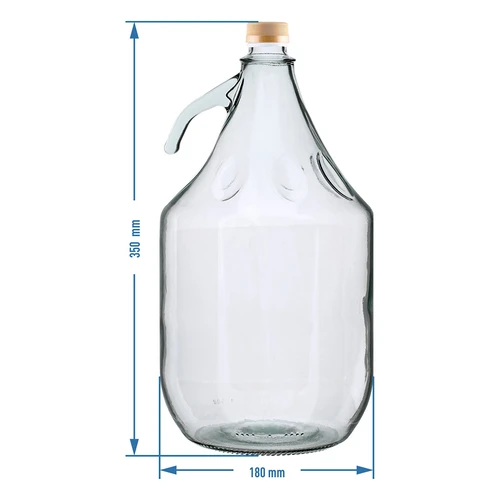 Damižana 5 l Dama z navojnim pokrovčkom - brez košare - 4