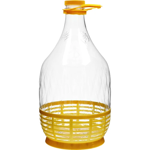 Damižona Dama 5 L PET, z navojnim pokrovčkom, ročajem in košarico