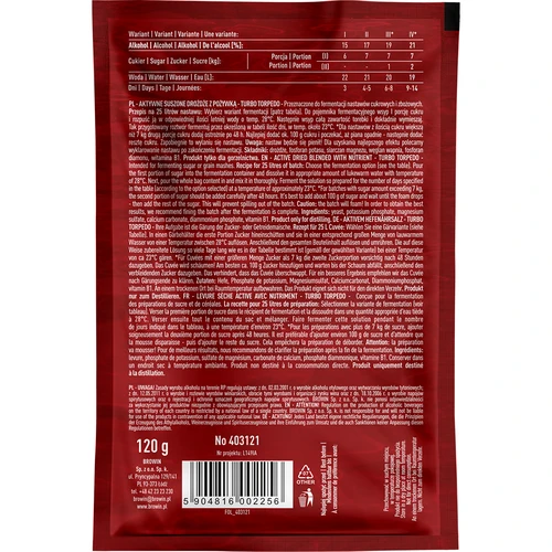 Destilacijski kvas Turbo Torpedo 72 h 21% - 120 g - 2