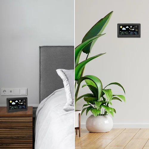 Elektronska vremenska postaja – brezžična, s senzorjem, črna - 11