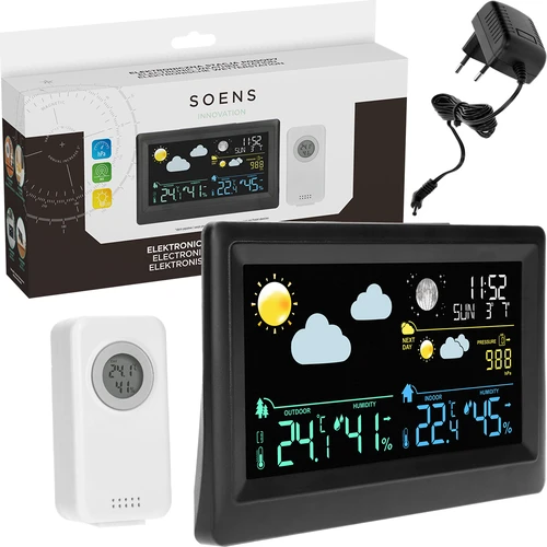 Elektronska vremenska postaja – brezžična, s senzorjem, črna - 7