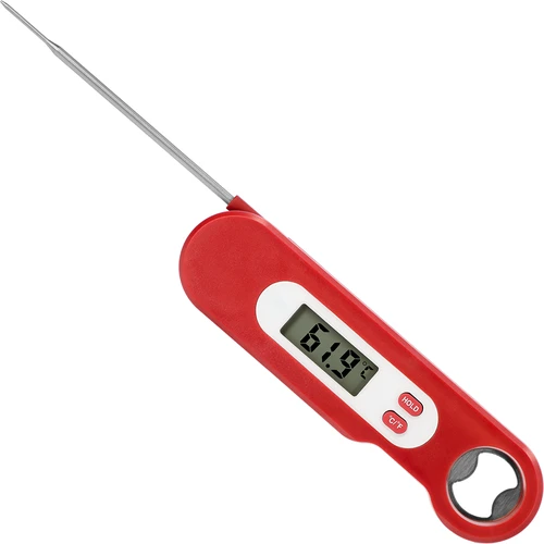 Elektronski kulinarični termometer z zložljivo sondo (-50/+300℃), rdeč - 3