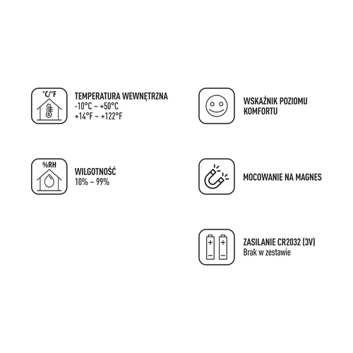 Elektronski termometer s kazalnikom udobja, bel - 9