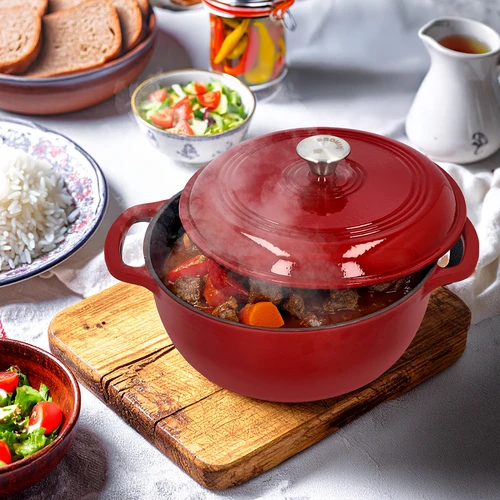 Emajliran litoželezni lonec - bordo, 5,8 l - 7