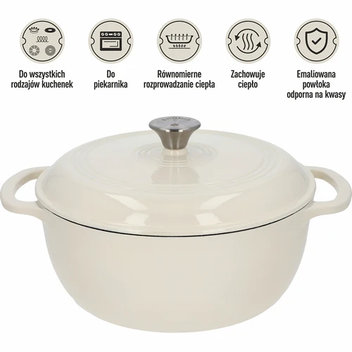 Emajliran litoželezni lonec – ecru, 5,8 l - 5