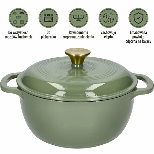 Emajliran litoželezni lonec – v žajblovi barvi, 4 l - 5