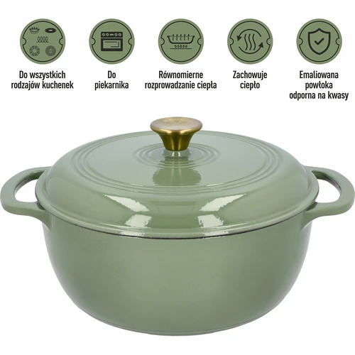 Emajliran litoželezni lonec - žajbljev, 5,8 L - 5