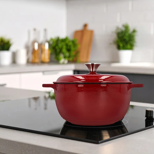 Emajlirani litoželezni lonec - bordo, 4 l - 9