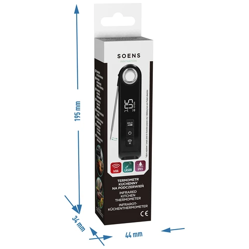 Infrardeči kuhinjski termometer, kompakten, z zložljivo sondo - 12