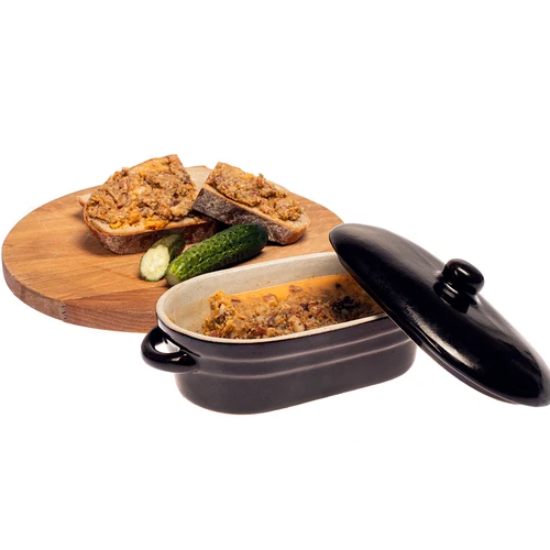 Kamenina - lonec za mast, podolgovat s pokrovom 0,75L - 3