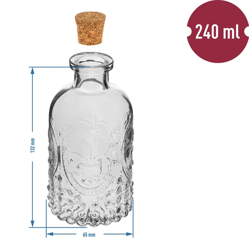 Komplet stekleničk s plutovinastimi zamaški, 240 ml - 4 kosi - 5