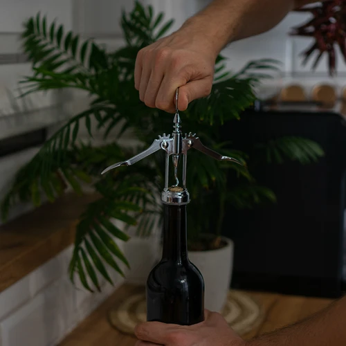 Kovinski odpirač za vino - tradicionalni - srebrn - 4