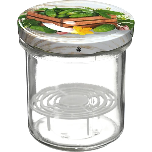 Kozarec 350 ml s pokrovčkom in pritisno ploščico - 6 kos. - 3