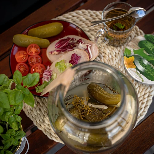 Kozarec 4 l, barvni pokrovček + vilice ali klešče - 8