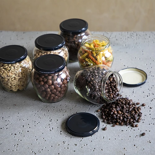 Kozarec Amfora 580 ml (fi 82) s črnim pokrovčkom, 6 kos. - 5