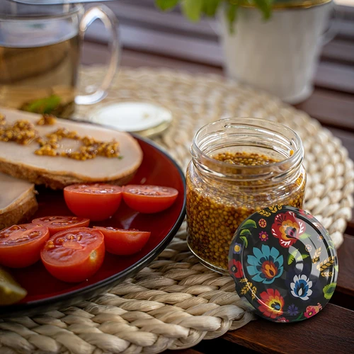 Kozarec s prostornino 212 ml, z barvnimi navojnimi pokrovčki ø 66. - 15