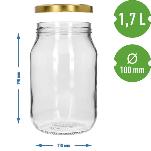 Kozarec TO 1,7 l z zlatim pokrovčkom fi 100/6, 1 kos. - 4