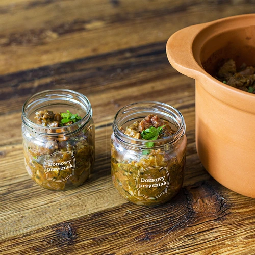 Kozarec TO 425 ml s potiskom „Domača dobrota” in črnim pokrovčkom fi 82 - 3 kosi. - 7