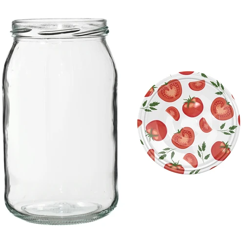 Kozarec TO 900 ml z barvnim pokrovčkom fi82/6 - 6 kosov. - 7