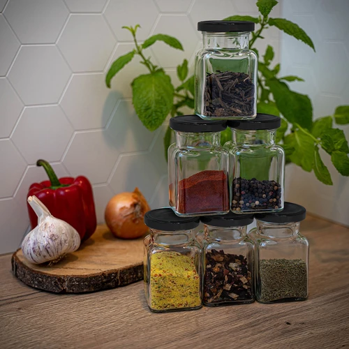 Kozarec twist-off 150 ml Štirje koti fi 53 z črnim pokrovčkom, 6 kos. - 10