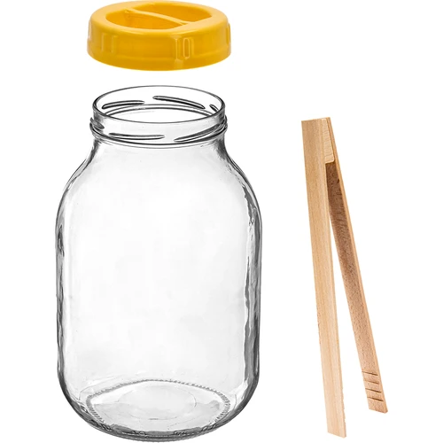 Kozarec twist-off 3 l, s kleščami in plastičnim pokrovom fi 100, z ročajem - 2