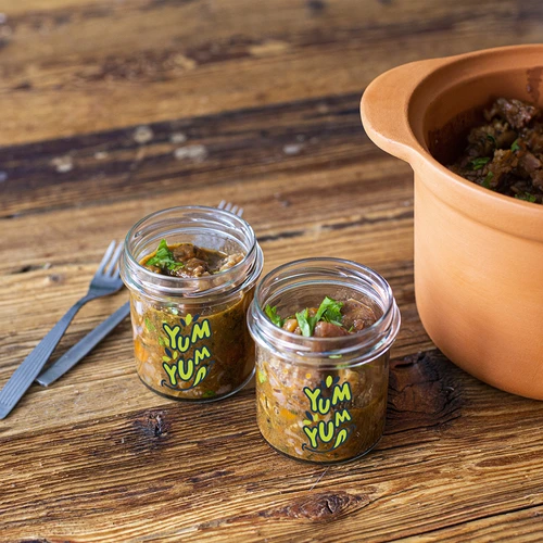 Kozarec z ravnimi stenami 346ml fi 82 z barvnim potiskom "Yum Yum" in črnim pokrovčkom, 3 kosi. - 7