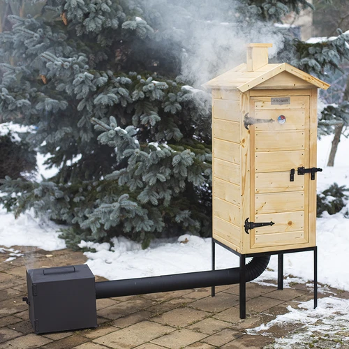 Lesena prekajevalnica 100 cm, s kuriščem - 5