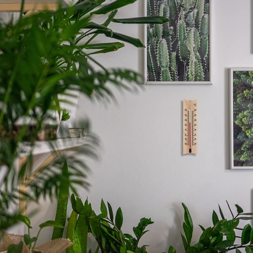 Leseni sobni termometer (-20 do +50°C), svetlo rjava, 15 cm - 7