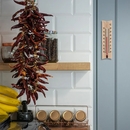 Leseni sobni termometer (-20 do +50°C), svetlo rjava, 15 cm - 6