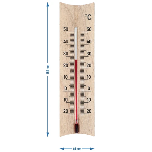 Leseni sobni termometer (-20 do +50°C), svetlo rjava, 15 cm - 5