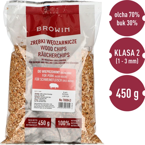 Lesni sekanci za prekajevanje/peko na žaru 70% jelša + 30% bukev, 450 g, razred 2 - 3